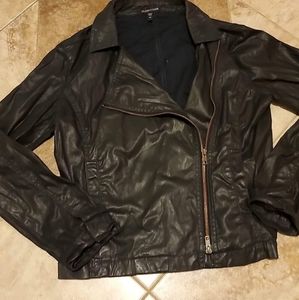 Eileen Fisher coated canvas moto jacket